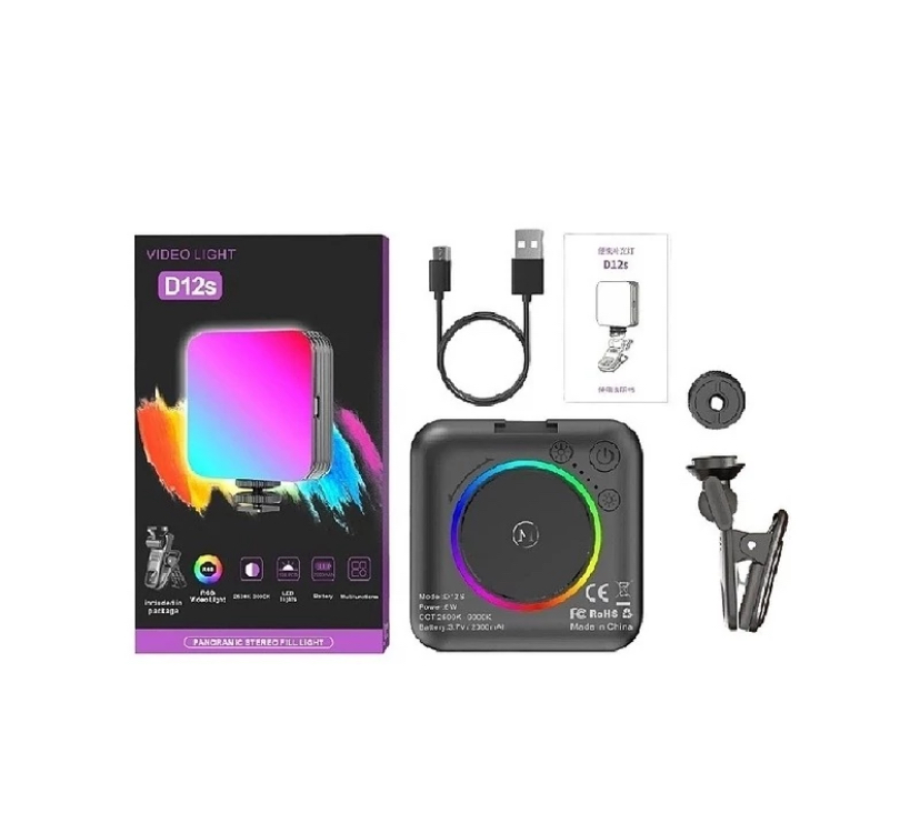 نورپرداز ویدیویی RGB مدل D12s (چراغ تولید محتوا با قابلیت تنظیم دما)